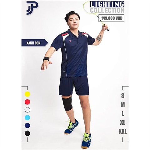 Áo cầu lông Justplay Lightning Xanh Đen