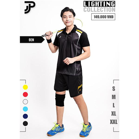 Áo cầu lông Justplay Lightning Đen