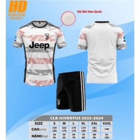 Quần áo HD Juventus vải mè Trắng Hồng